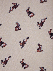 Cravatta avorio 3 Pieghe LEPRE in seta stampata