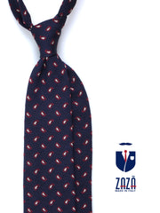 Cravatta 3 pieghe blu scuro in seta/cotone VALENTIA