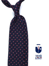 LEILA Dark Blue Silk/Cotton 3-Fold Tie