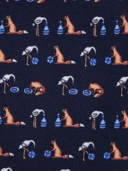 Cravatta blu 3 Pieghe FENICOTTERO in seta stampata