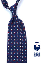 Cravatta blu 3 Pieghe ESTER in seta stampata