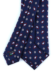 Cravatta blu 3 Pieghe ESTER in seta stampata