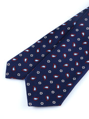 Cravatta blu 3 Pieghe ESTER in seta stampata