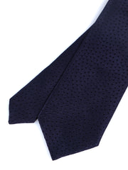 Cravatta 3 pieghe ABASIA in seta TESSUTA Blu Scuro