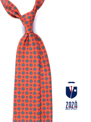 Cravatta arancione 3 Pieghe MARGY in seta stampata