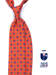 Cravatta arancione 3 Pieghe VALERY in seta stampata