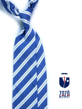 Cravatta blu 3 Pieghe LELLA in cotone