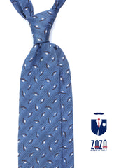 GALACE 3-fold light blue silk/cotton tie