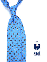 VANNY light blue 3 fold printed silk tie