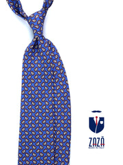 Cravatta celeste 3 Pieghe BARDOT in seta stampata