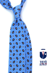 Cravatta celeste 3 Pieghe ESTER in seta stampata