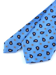 Cravatta celeste 3 Pieghe ESTER in seta stampata