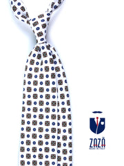 Cravatta bianca 3 Pieghe GAIA in seta stampata