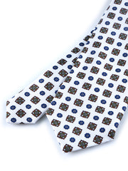 Cravatta bianca 3 Pieghe GAIA in seta stampata