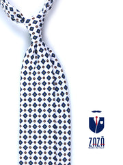 Cravatta bianca 3 Pieghe MARGY in seta stampata