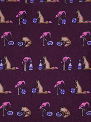 Cravatta vinaccia 3 Pieghe FENICOTTERO in seta stampata