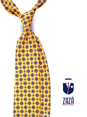 Cravatta gialla 3 Pieghe MARGY in seta stampata