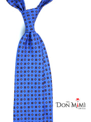 Cravatta blu avion 3 Pieghe PAMELA in seta stampata inglese