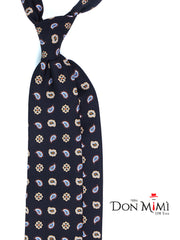 Cravatta nera 3 Pieghe NIKKY in seta stampata inglese