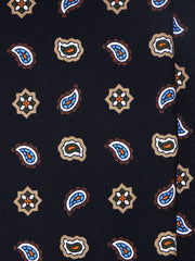 Cravatta nera 3 Pieghe NIKKY in seta stampata inglese