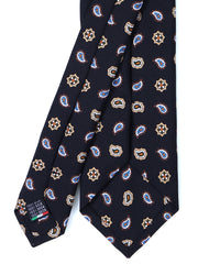 Cravatta nera 3 Pieghe NIKKY in seta stampata inglese