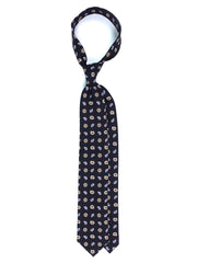 Cravatta nera 3 Pieghe NIKKY in seta stampata inglese