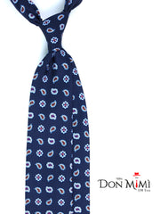 Cravatta blu 3 Pieghe NIKKY in seta stampata inglese