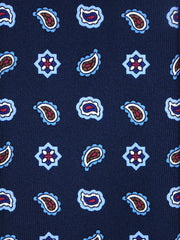 Cravatta blu 3 Pieghe NIKKY in seta stampata inglese