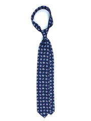 Cravatta blu 3 Pieghe NIKKY in seta stampata inglese