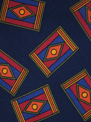 Cravatta blu 3 Pieghe LEYA in seta stampata inglese