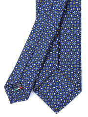 Cravatta blu 3 Pieghe DONATA in seta stampata inglese