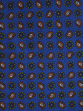 Cravatta blu 3 Pieghe VITTORIA in seta stampata inglese