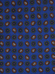 Cravatta blu 3 Pieghe VITTORIA in seta stampata inglese