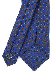 Cravatta blu 3 Pieghe VITTORIA in seta stampata inglese