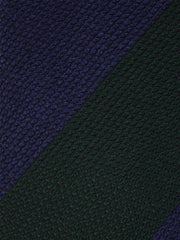 Cravatta 3 pieghe blu/verde regimental in garza di seta/lana ISABEL