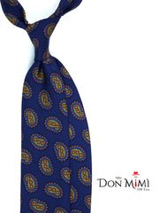 Cravatta blu/verde 3 Pieghe HERITAGE in seta stampata inglese