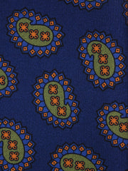 Cravatta blu/verde 3 Pieghe HERITAGE in seta stampata inglese