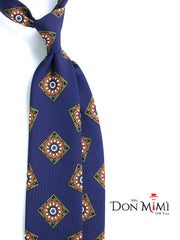 Cravatta blu/verde 3 Pieghe MATERA in seta madder inglese