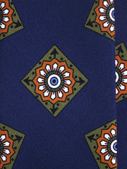 Cravatta blu/verde 3 Pieghe MATERA in seta madder inglese