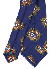 Cravatta blu/verde 3 Pieghe MATERA in seta madder inglese