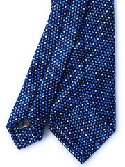 Cravatta blu/celeste 3 Pieghe DEBHORA in seta raso stampata