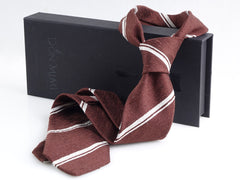 Cravatta 3 pieghe sfoderata marrone BIRTO 100% seta shantung