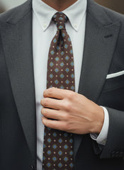 Cravatta marrone 3 Pieghe MANTOVA in seta madder italiana