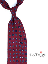 Cravatta bordeaux 3 Pieghe NIKKY in seta stampata inglese