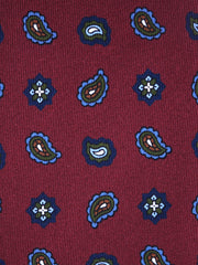 Cravatta bordeaux 3 Pieghe NIKKY in seta stampata inglese