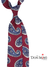 Cravatta bordeaux 3 Pieghe WONDER in seta stampata inglese