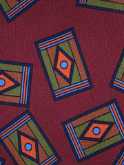 Cravatta bordeaux 3 Pieghe LEYA in seta stampata inglese