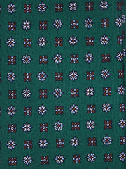 Cravatta verde foresta 3 Pieghe PAMELA in seta stampata inglese