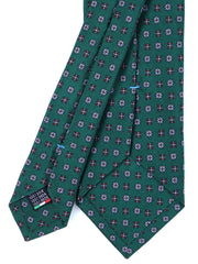 Cravatta verde foresta 3 Pieghe PAMELA in seta stampata inglese