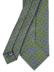 BELINDA Green English Printed Silk 3 fold Necktie